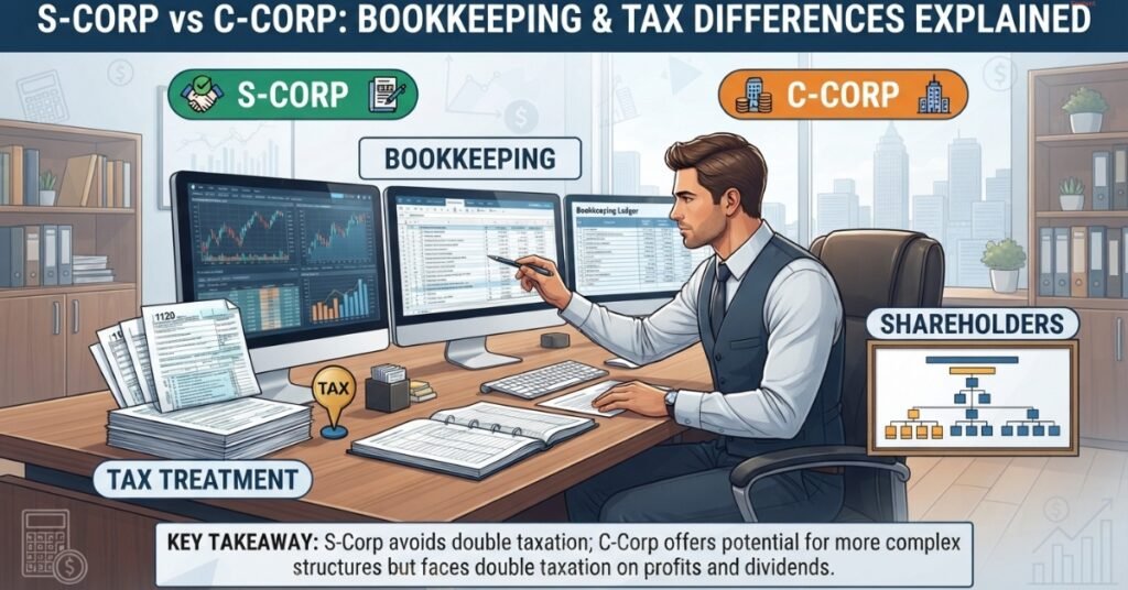 S-Corp vs C-Corp Bookkeeping & Tax Differences Explained